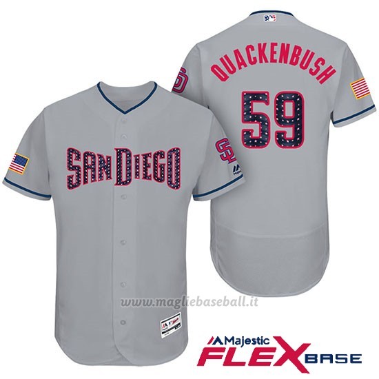 Maglia Baseball Uomo San Diego Padres 2017 Estrellas y Rayas Kevin Quackenbush Grigio Flex Base